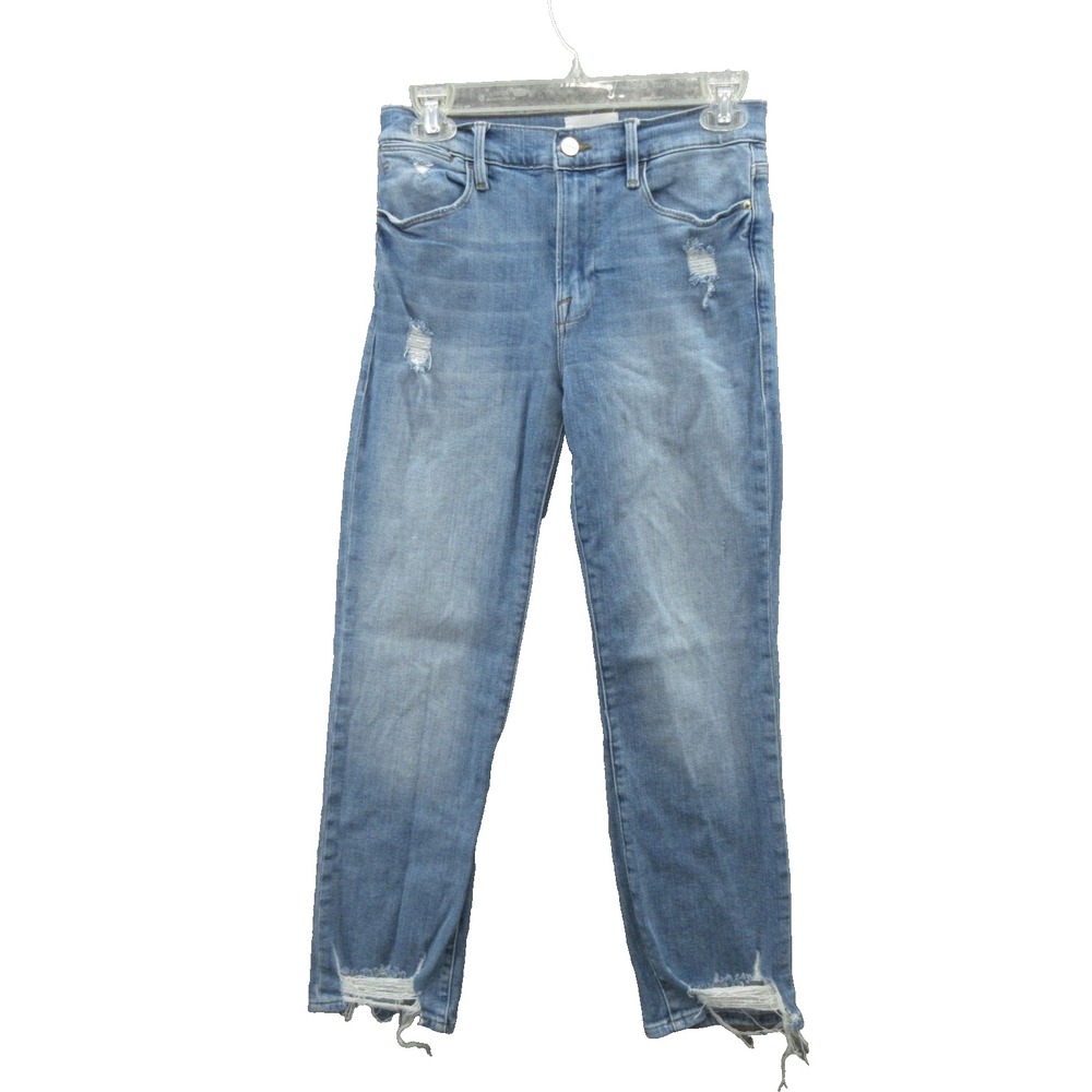 FRAME Womens Jeans Size 27 le high straight High Waist  Distressed Stretch